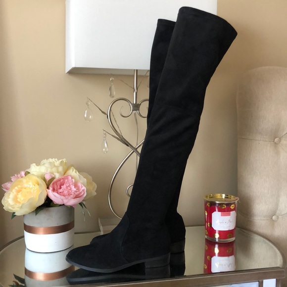 INC Black Flat Pull On Over The Knee Boots - Picture 2 of 7